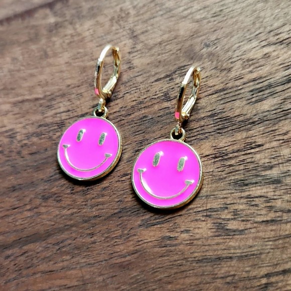 Jewelry - Smiley Hoop Dangle Earrings